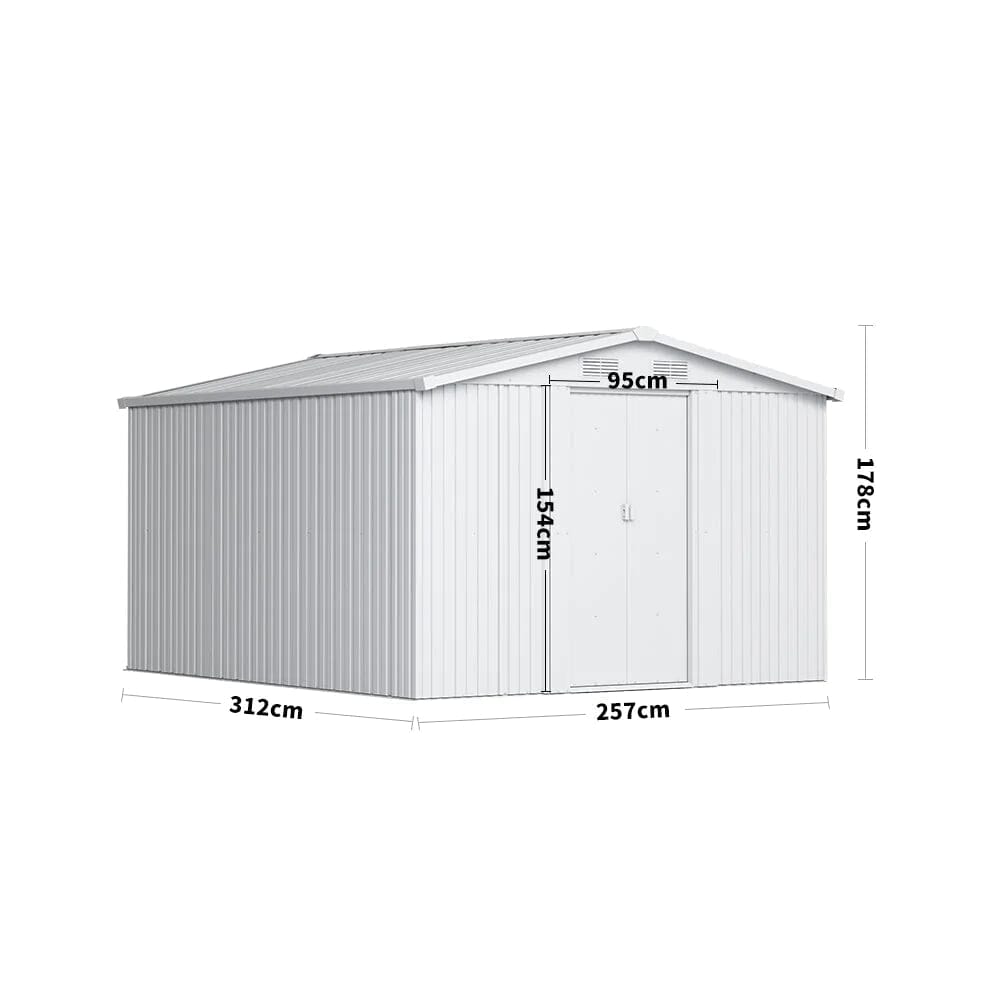 Waterproof 6x8/8x8/10x8ft Metal Shed with Gable Roof Charcoal Black/Green