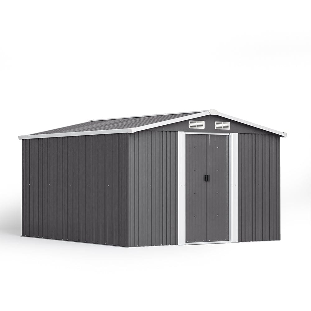 Waterproof 6x8/8x8/10x8ft Metal Shed with Gable Roof Charcoal Black/Green
