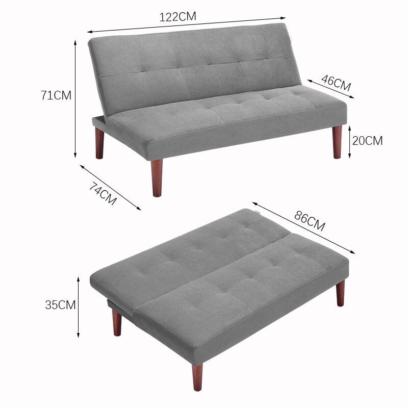 4ft Sofa Bed Wide Modern 2 Seater Padded Convertible Sofa Bed with Wooden Legs
