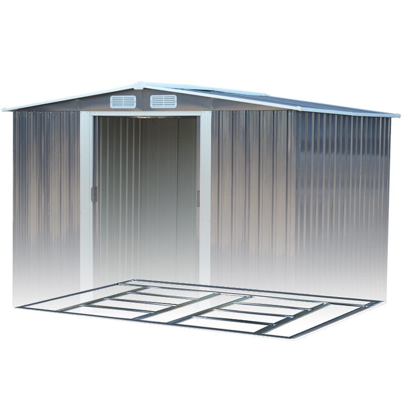 Waterproof 6x8/8x8/10x8ft Metal Shed with Gable Roof Charcoal Black/Green