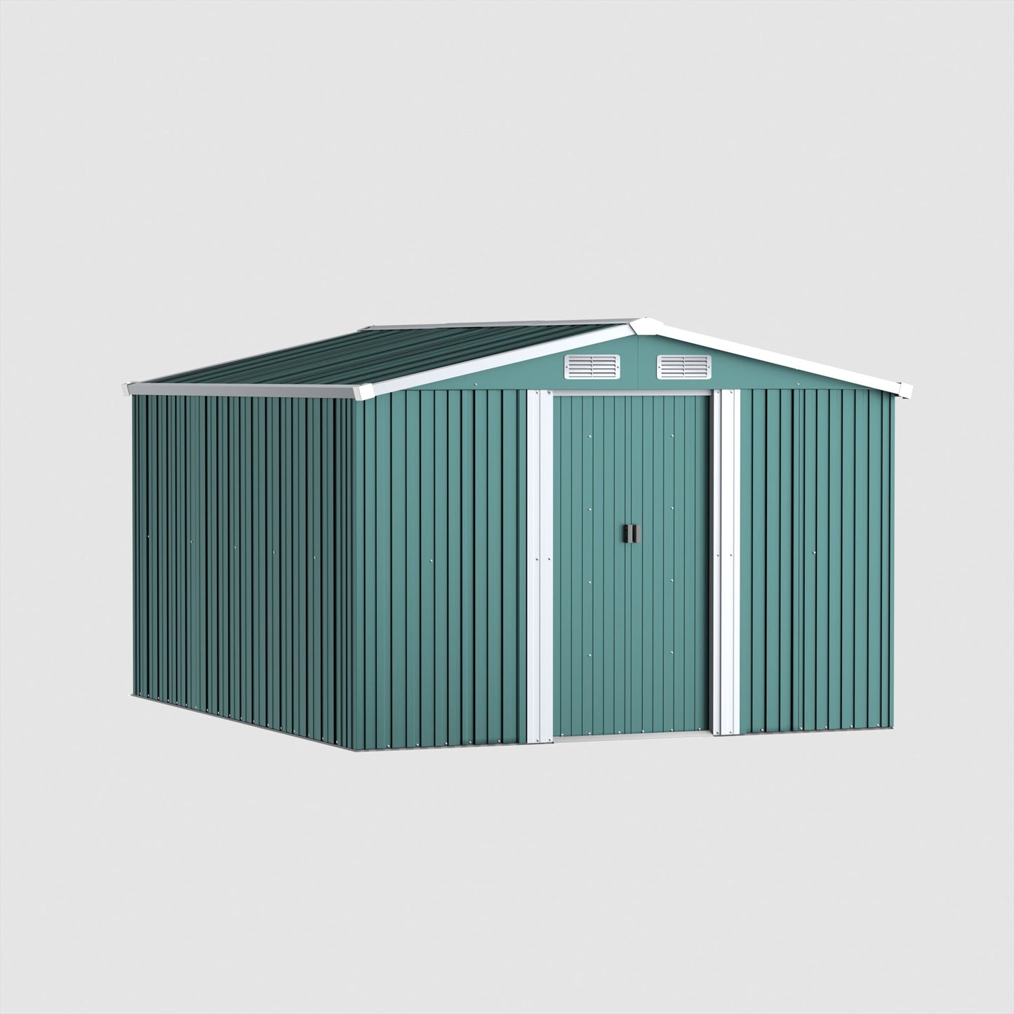 Waterproof 6x8/8x8/10x8ft Metal Shed with Gable Roof Charcoal Black/Green