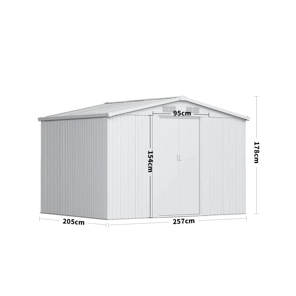 Waterproof 6x8/8x8/10x8ft Metal Shed with Gable Roof Charcoal Black/Green