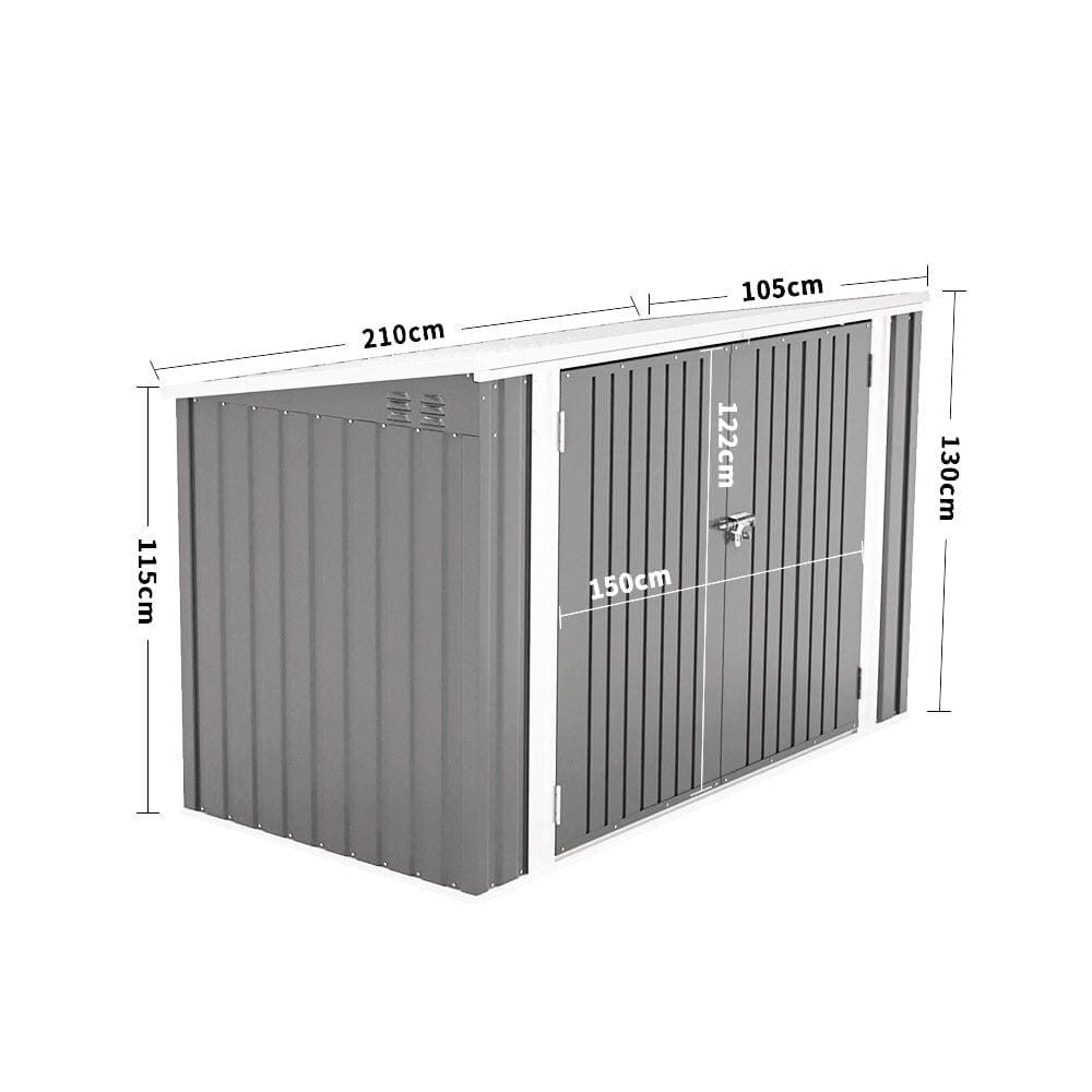 6/7ft Lockable Steel Garden Metal Junk/Bike Storage Shed Green/Black/Grey