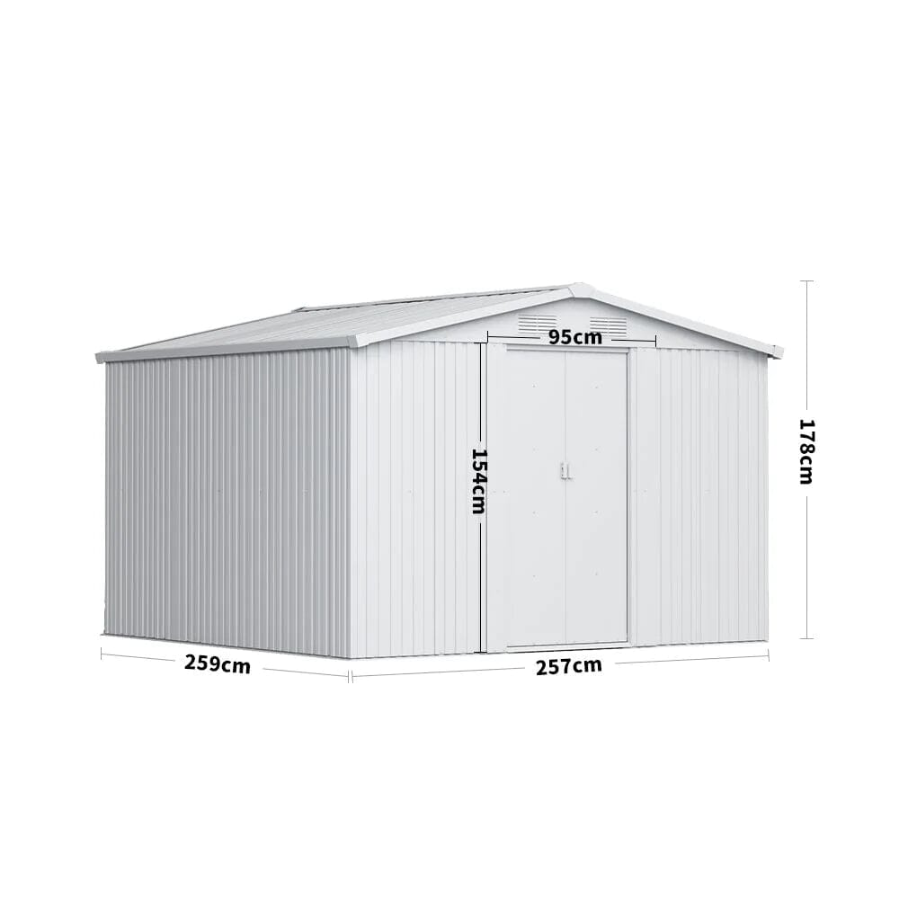 Waterproof 6x8/8x8/10x8ft Metal Shed with Gable Roof Charcoal Black/Green